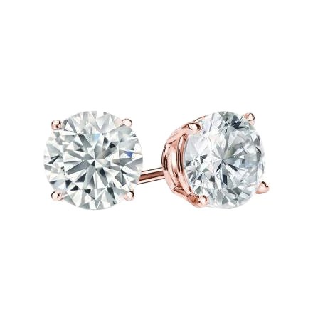 5.00 Carats Round Cut Real Diamonds Studs Earrings Rose Gold 14K