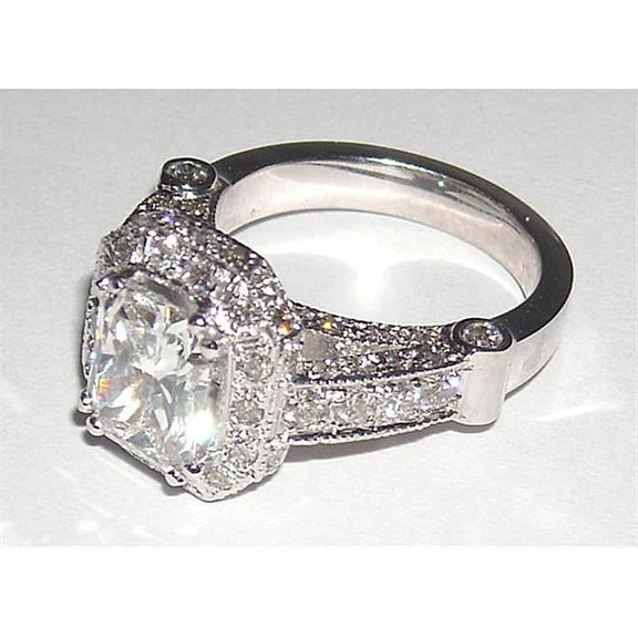 5.01 Carat Radiant Cut Jewelry Real Diamond Beautiful Halo Ring