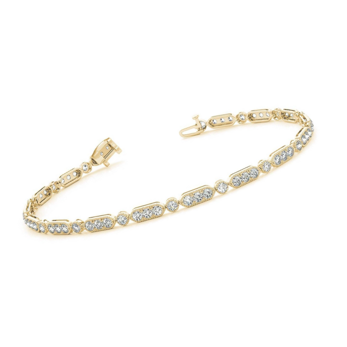 Earth-Mined Fine Diamond Chain Bracelet 5.12 ct 14K Yellow Gold – angle view