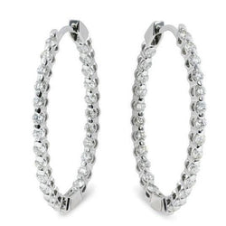 5.20 Carats Sparkling Genuine Diamonds Ladies Hoop Earrings Gold White 14K