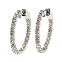 5.20 Ct Sparkling Natural Earth Mined Diamonds Women Hoop Earrings 14K White Gold