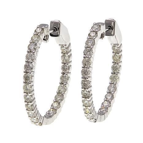 5.20 Ct Sparkling Natural Diamonds Women Hoop Earrings 14K White Gold