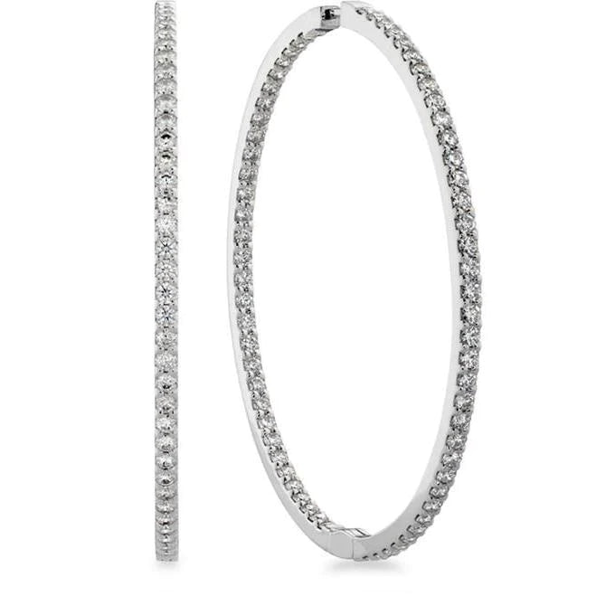 5.20 Ct Sparkling Round Cut Genuine Diamonds Ladies Hoop Earrings Gold 14K