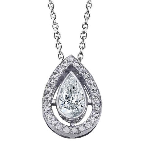 5.26 Carats Real Round & Pear Diamond Ladies Pendant White Gold Jewelry New