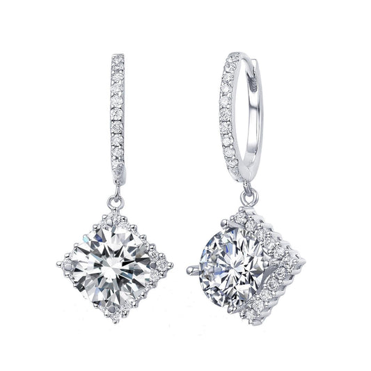 5.30 Carats Round Cut Real Diamonds Women Dangle Earrings White Gold