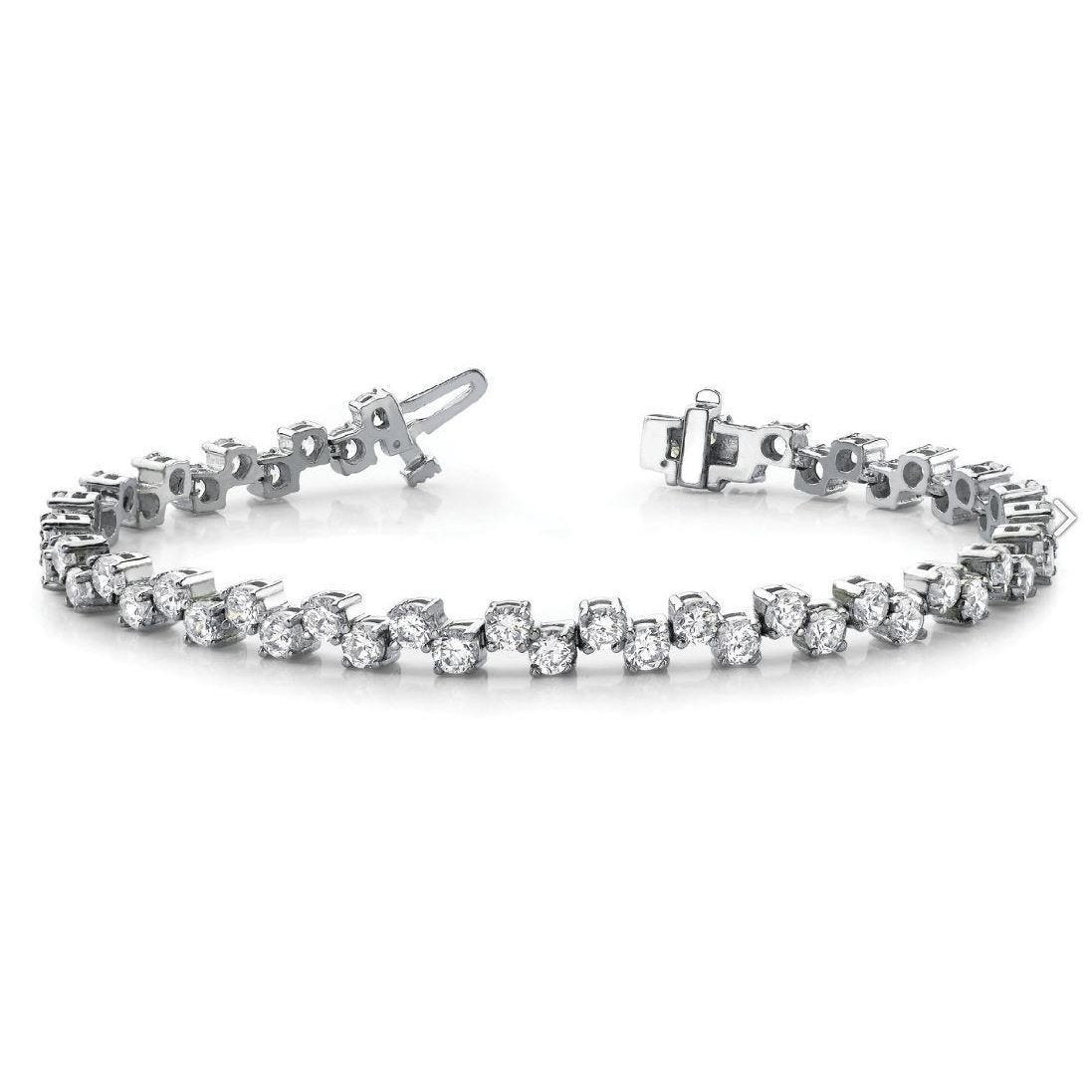 5.40 Carats Round Brilliant Cut Genuine Diamond Tennis Bracelet White Gold