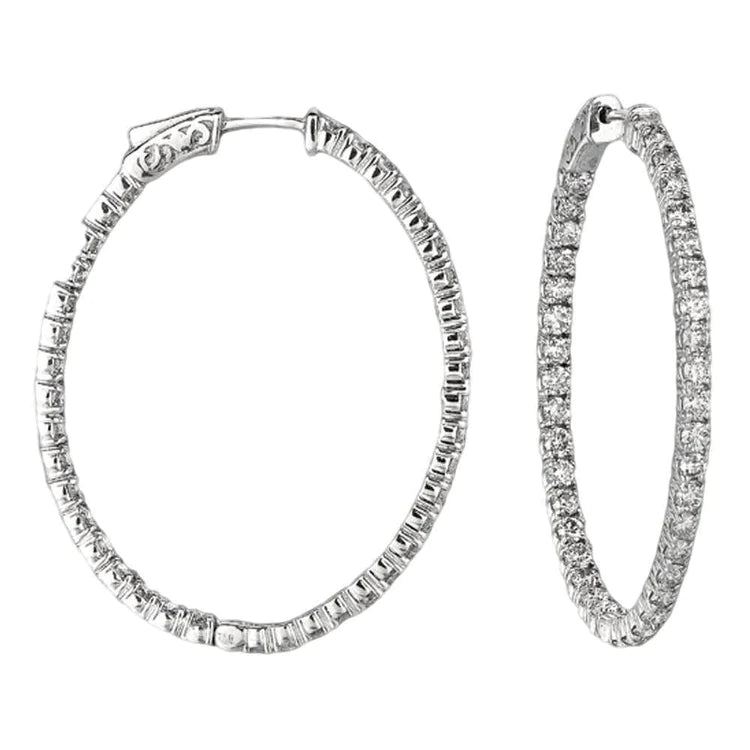 5.46 Carat Genuine Diamonds Hoop Earrings Pair White Gold 14K New Earring