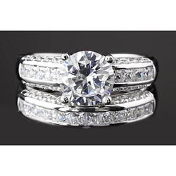 5.50 Carats Channel Set Round Genuine Diamond Anniversary Ring White Gold 14K