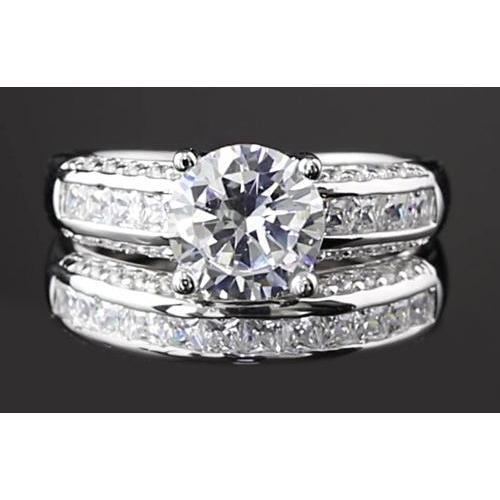 5.50 Carats Channel Set Round Genuine Diamond Anniversary Ring White Gold 14K