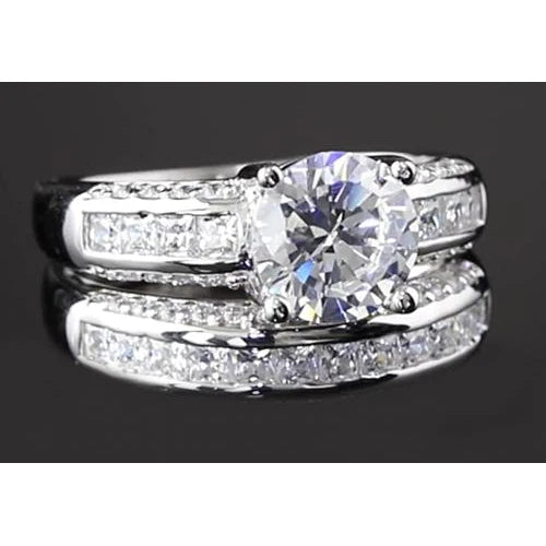 5.50 Carats Channel Set Round Genuine Diamond Anniversary Ring White Gold 14K