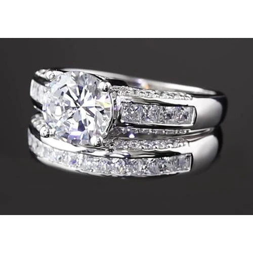 5.50 Carats Channel Set Round Genuine Diamond Anniversary Ring White Gold 14K