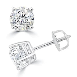 5.50 Carats Natural Earth Mined Diamonds Lady Studs Earrings White Gold