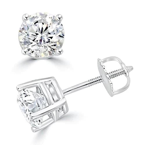 5.50 Carats Natural Diamonds Lady Studs Earrings White Gold