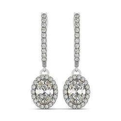 5.50 Carats Prong Set Natural Diamonds Women Dangle Earrings White Gold