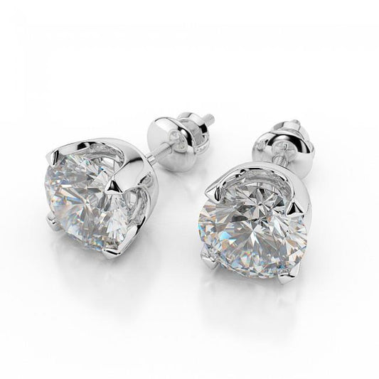 5.50 Carats Round Cut Real Diamond Studs Earrings Gold White