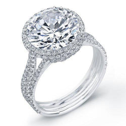 5.50 Carats Round Genuine Diamond Wedding Ring Halo