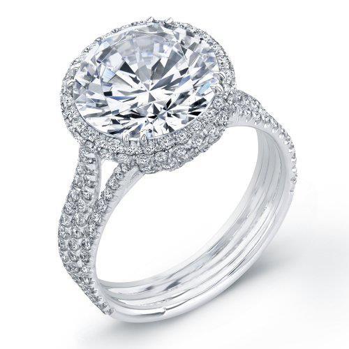 5.50 Carats Round Genuine Diamond Wedding Ring Halo