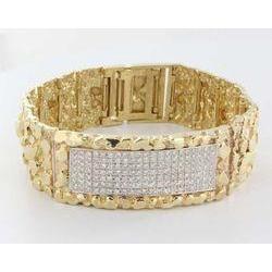 5.50 Carats Small Round Cut Natural Diamonds Men's Bracelet Gold Yellow 14K