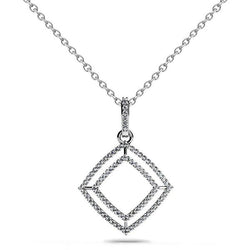 5.50 Ct Real Round Cut Diamonds Shadow Box Pendant Necklace White Gold 14K