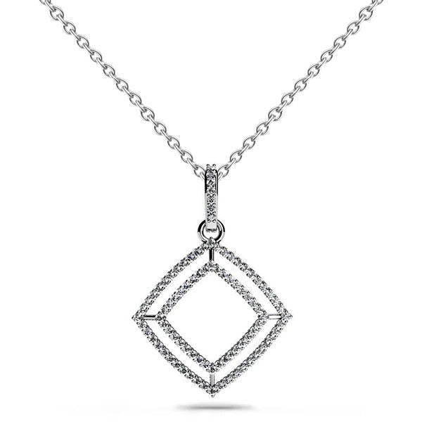 5.50 Ct Real Round Cut Diamonds Shadow Box Pendant Necklace White Gold 14K