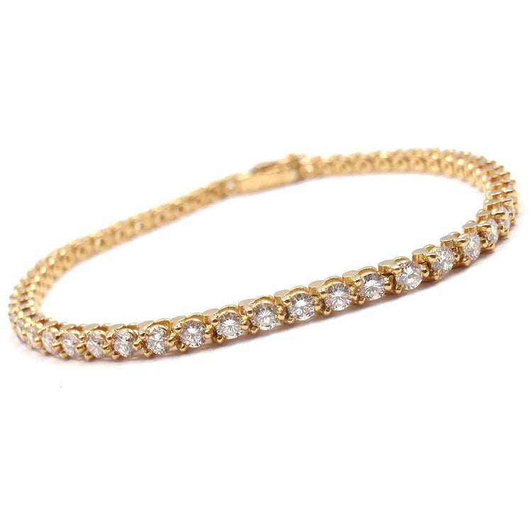 5.5 Ct 14K Yellow Gold Round Cut Natural Diamond Tennis Bracelet Lady