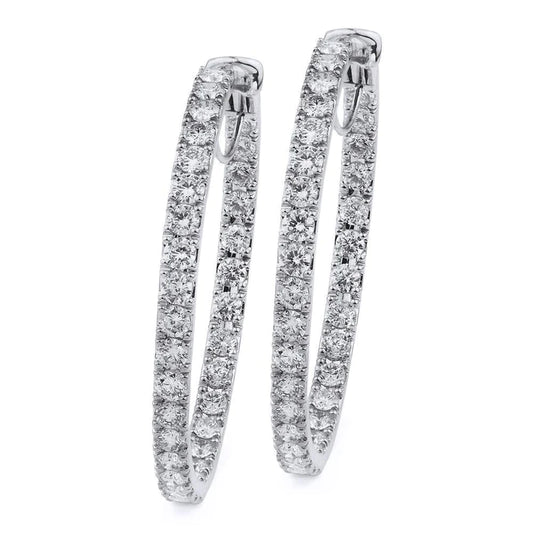 5.60 Ct. Sparkling Brilliant Cut Genuine Diamonds Lady Hoop Earrings Gold