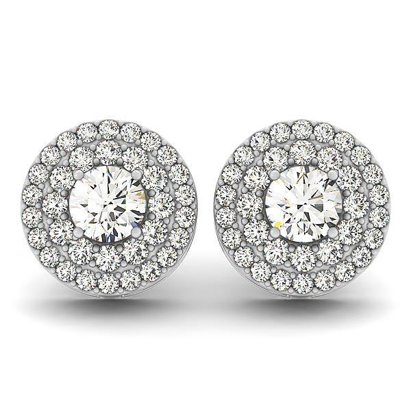 5.70 Carats Sparkling Round Pave Natural Diamonds Lady Stud Halo Earrings