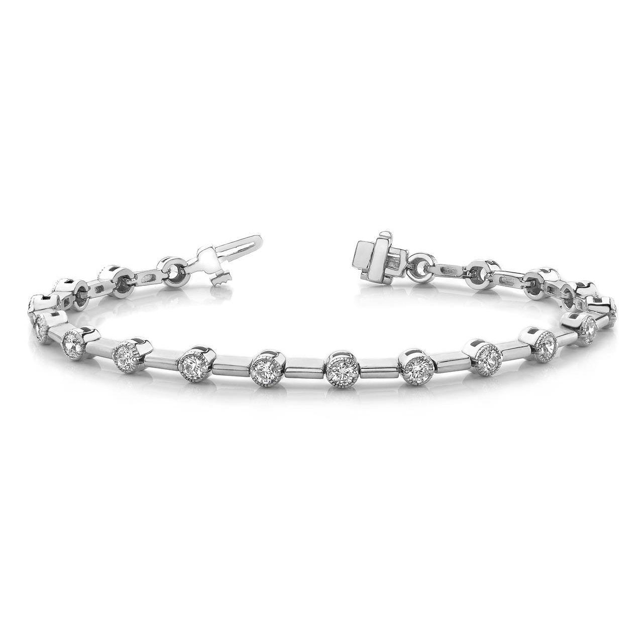 5.70 Carats Round Brilliant Cut Lab Grown Diamond Link Bracelet White Gold 14K