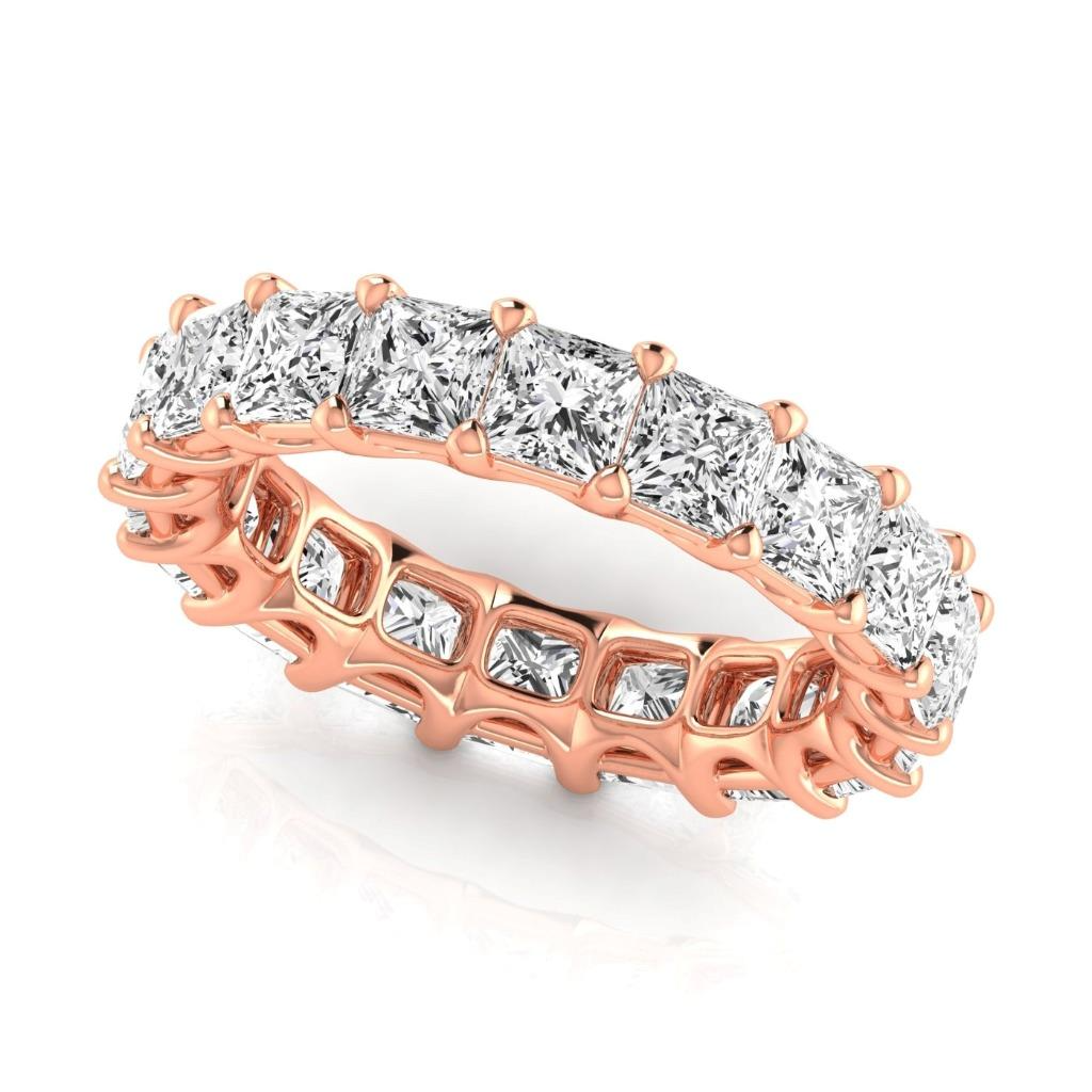 Diamond Princess Eternity Band in 14 Karat Rose Gold – side view
