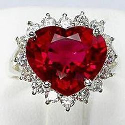10.75 Carats Heart Shaped Red Aaa Ruby With Natural Earth Mined Diamond ( Not Lab Grown )  Ring
