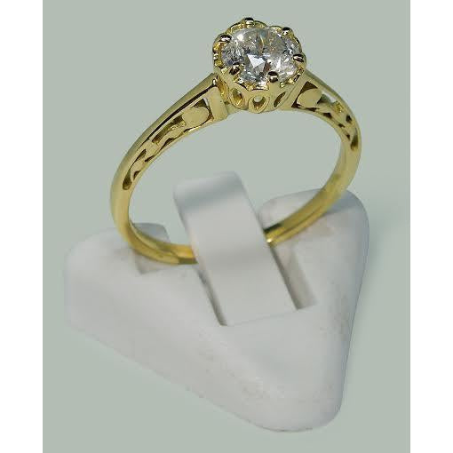1 Carat Round Natural Earth Mined Diamond Crown Style Solitaire Engagement Ring