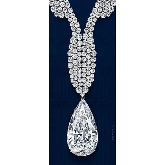 52 Ct Pear With Round Cut Natural Diamond Fine Necklace White Gold