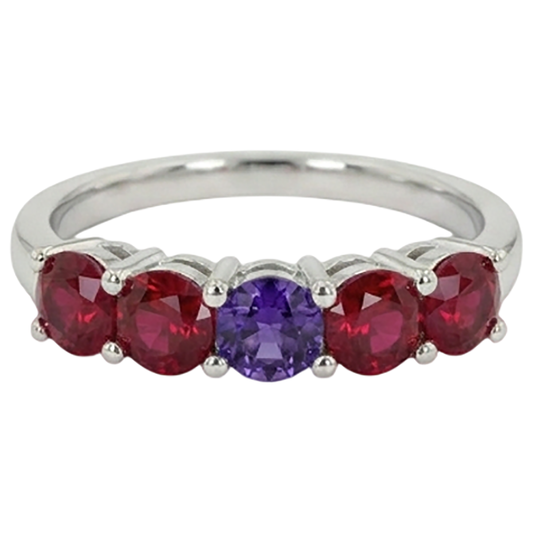 natural round ruby 1.50ct band front view
