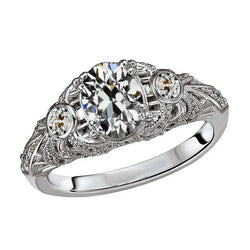 Antique Bridal Ring – Brilliant Diamond 3 ct 14K White Gold