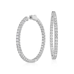 5 Carats Brilliant Cut Natural Diamonds Women Hoop Earrings Gold White