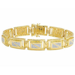 5 Carats Fine Natural Round Cut Diamond Men Bracelet Yellow Gold 14K