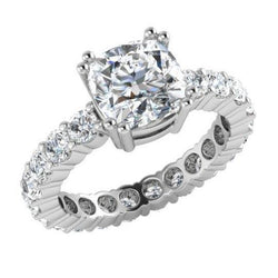 5 Carats Genuine Natural Earth Mined Diamond Ring Cushion Cut White Gold 14K