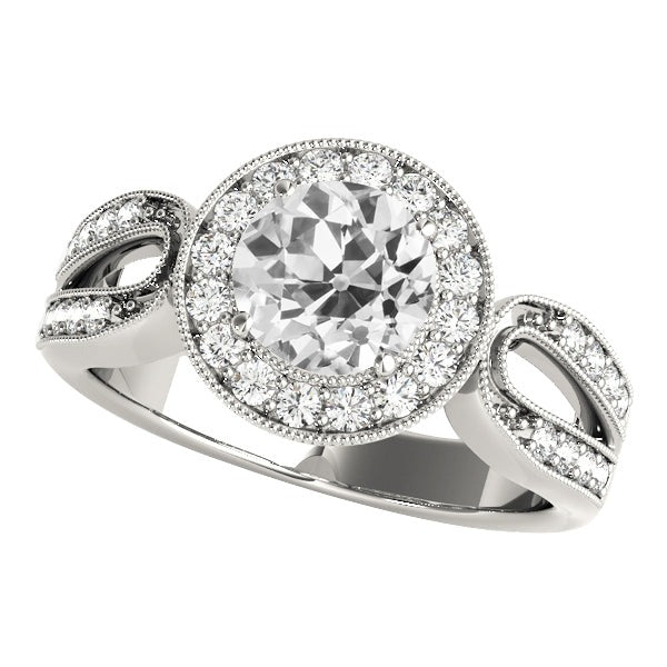 5 Carats Halo Genuine Round Old Cut Diamond Wedding Ring Split Shank