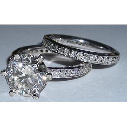 5 Carats Natural Diamond Engagement Ring And Band Set White Gold 14K