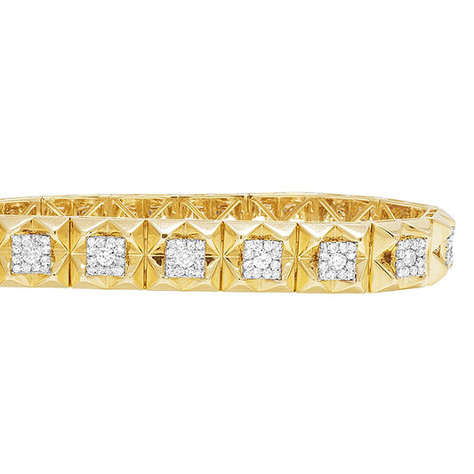 5 Carats Natural Earth Mined Diamond Square Mens Bracelet Yellow Gold 14K
