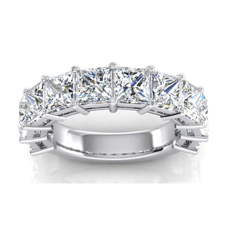 5 Carats Princess Real Diamond 3/4 Eternity Band Ladies Gold Jewelry