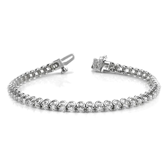 5 Carats Prong Set Brilliant Cut Genuine Diamonds Tennis Bracelet WG 14K