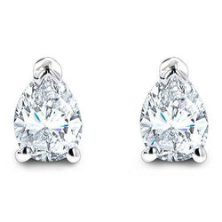 5 Carats Real Diamond Stud Solitaire Earring Big Prong Set Pear Cut