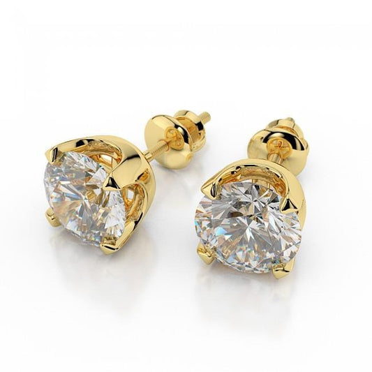 5 Carats Real Sparkling Diamonds Studs Earrings Gold Yellow 14K