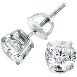 5 Carats Round Cut Natural Diamonds Studs Earrings White Gold 14K New