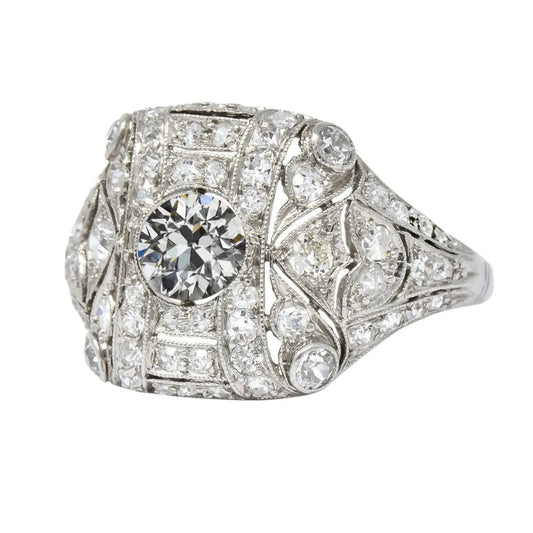 5 Carats Round Old Mine Cut Real Diamond Ring Milgrain Shank Gold Jewelry