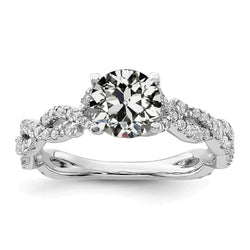 5 Carats Round Old Mine Cut Real Natural Earth Mined Diamond Ring Prong Infinity Style Jewelry