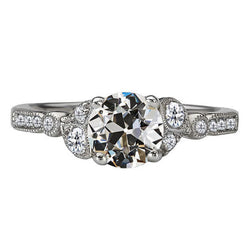 Anniversary Ring 14K White Gold – Brilliant Diamond Antique