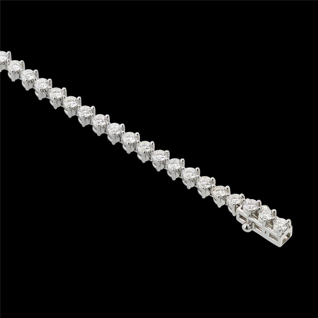 5 Carats Round Prong Set Real Diamond Tennis Bracelet Solid Gold White 14K