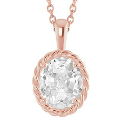 5 Carats Solitaire Genuine Natural Earth Mined Diamond Slide Pendant Oval Old Miner With Chain